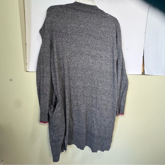 ROOTS Cabin Shawl Cotton Open Cardigan Sweater Knit Pockets Slits Lightweight M - Picture 3 of 15